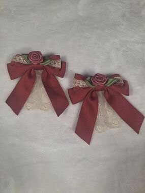 Innocent World Pink Rose Lace Hair Bows | Set of 2 | Classic Lolita